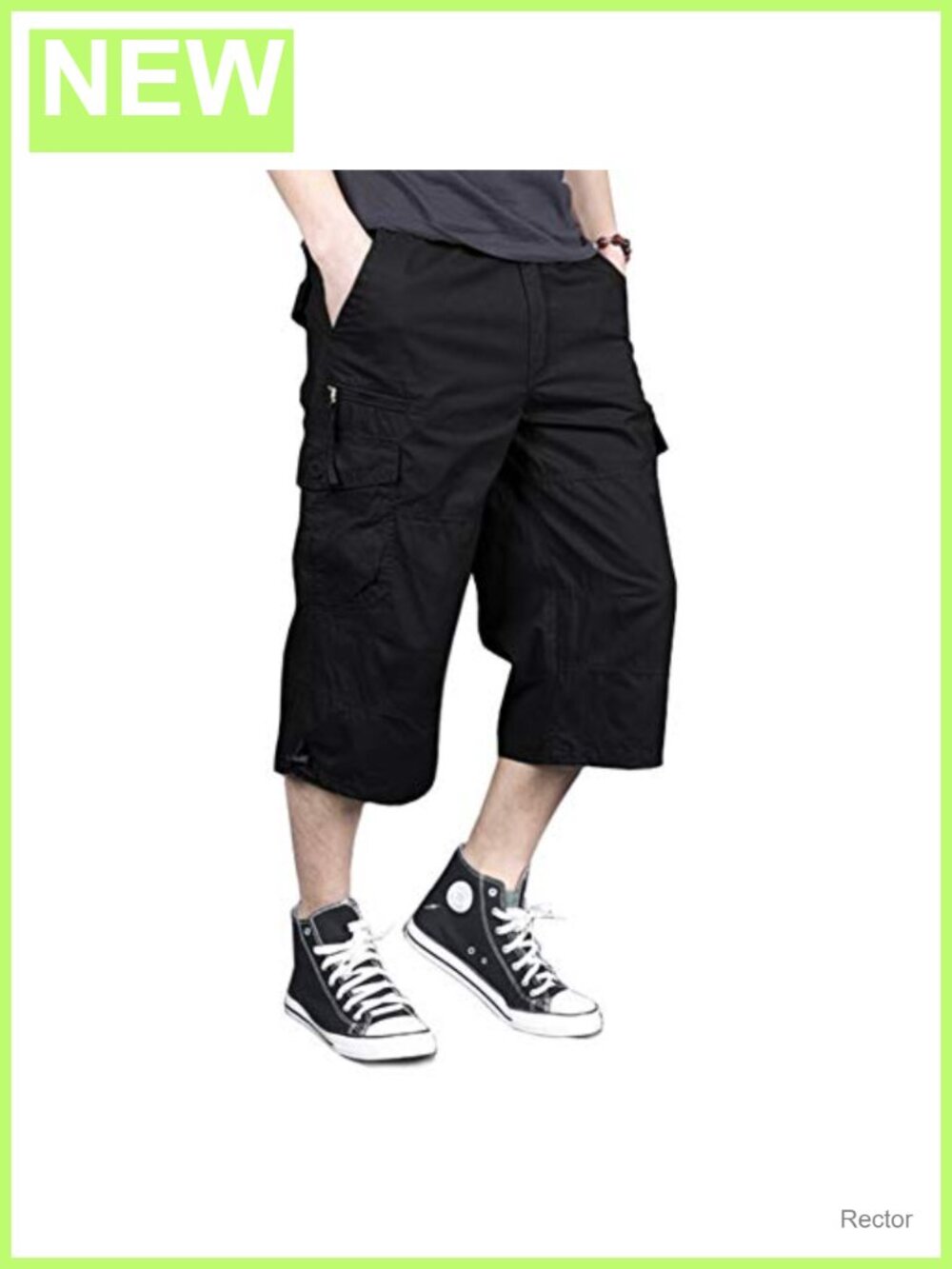 Men's Cotton Cargo Shorts Below Knee 7 Pockets 16" Inseam